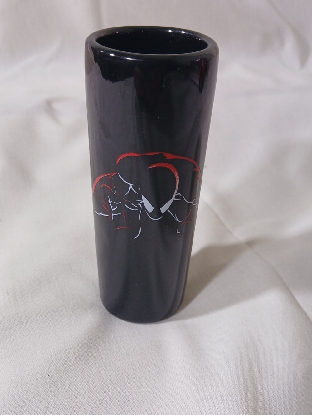 Black Ceramic Tumbler with Red and White Accent Graphic